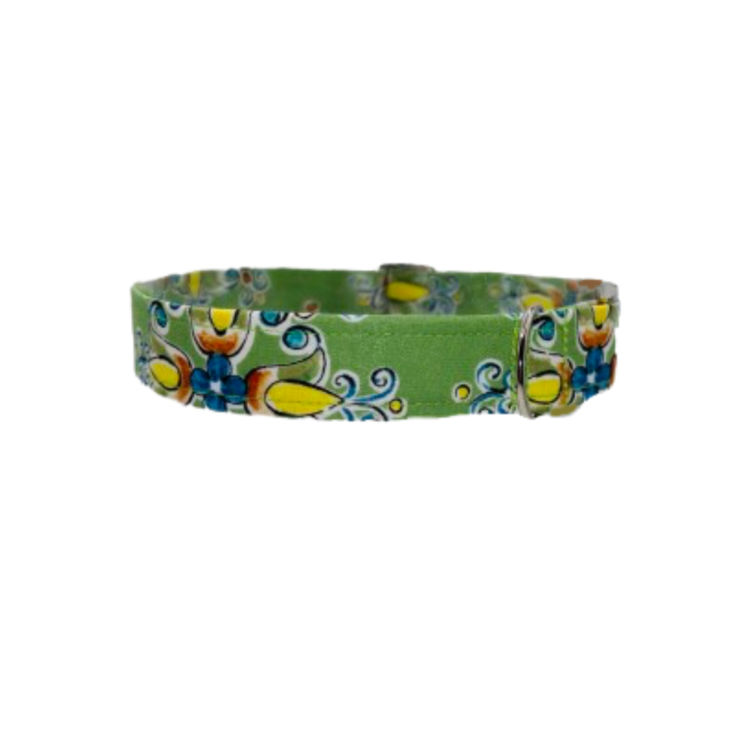 Green Floral Fabric Dog Collar